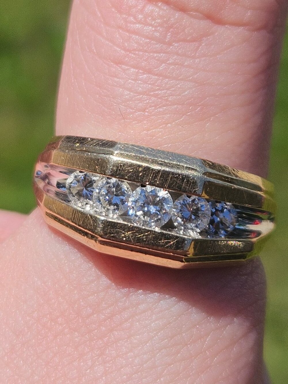 14K Yellow Gold Channel Set Diamond Men's Wide Band Ring 10mm 1.00TCW Size 11